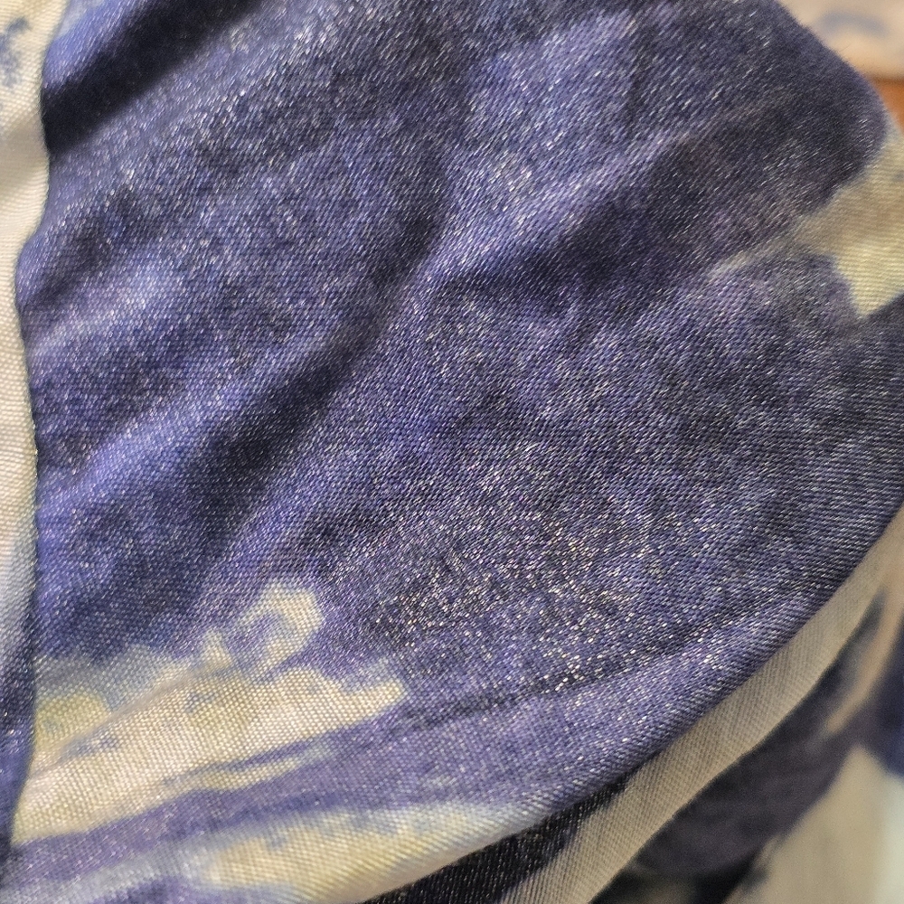 Chico's Shimmer Flyaway 3/4 Sleeve Cardigan Jacket Blue & White Size S - Picture 9 of 12